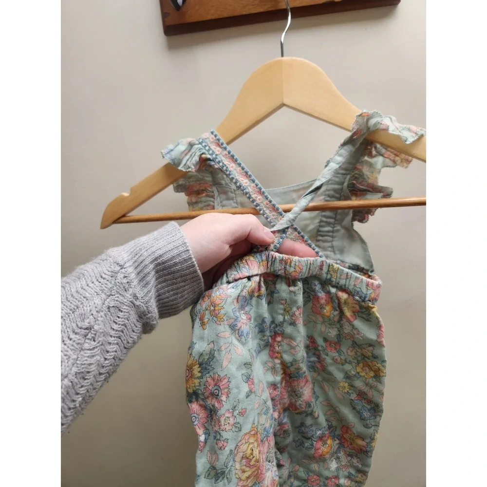 Louise‎ Misha Krinsha Water Jodhpur Flower Organic Cotton Overalls Romper 3M